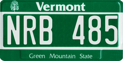 VT license plate NRB485