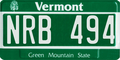 VT license plate NRB494