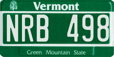 VT license plate NRB498