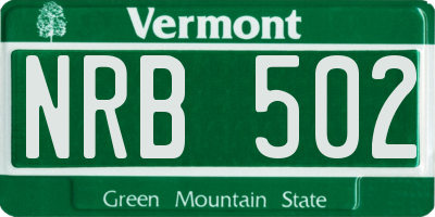VT license plate NRB502