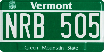 VT license plate NRB505