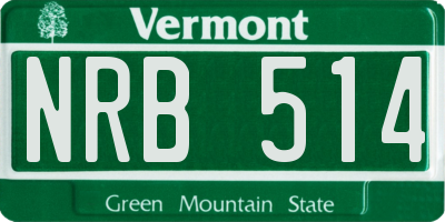 VT license plate NRB514