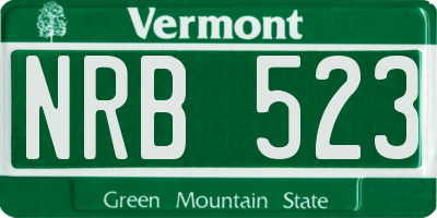 VT license plate NRB523