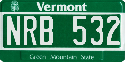 VT license plate NRB532