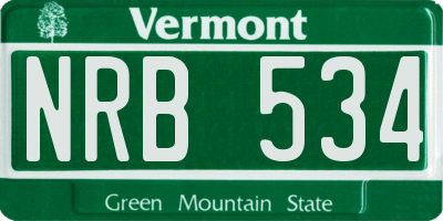 VT license plate NRB534