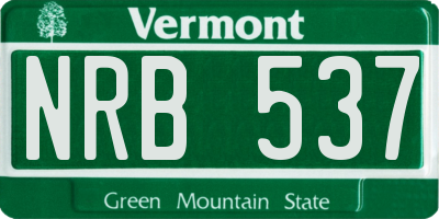 VT license plate NRB537