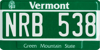 VT license plate NRB538