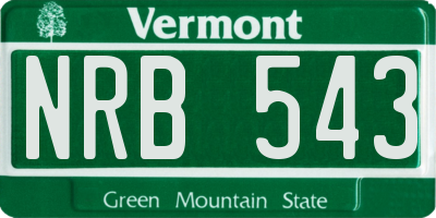 VT license plate NRB543