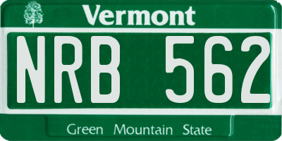 VT license plate NRB562