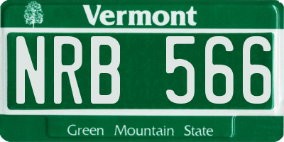 VT license plate NRB566