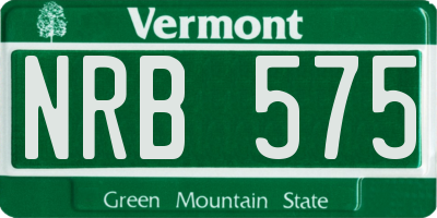 VT license plate NRB575