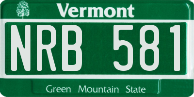 VT license plate NRB581