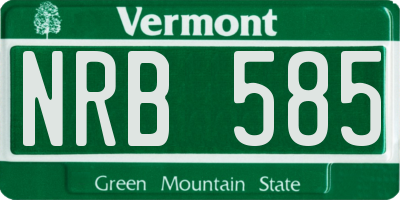 VT license plate NRB585