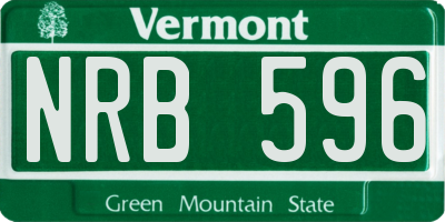 VT license plate NRB596