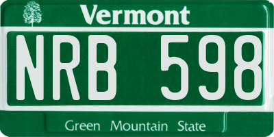 VT license plate NRB598