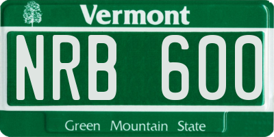 VT license plate NRB600