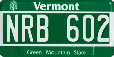 VT license plate NRB602