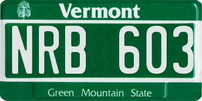 VT license plate NRB603