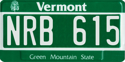 VT license plate NRB615