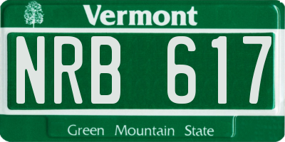 VT license plate NRB617
