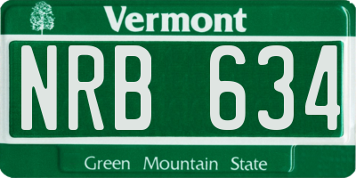 VT license plate NRB634