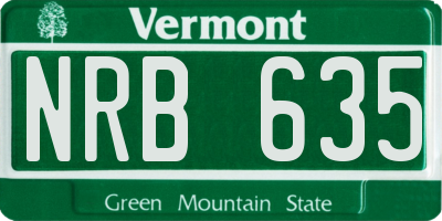 VT license plate NRB635