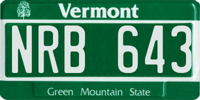 VT license plate NRB643