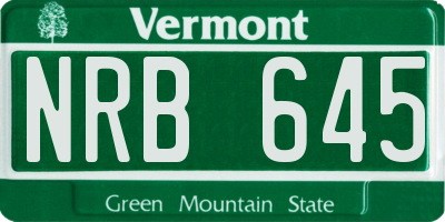 VT license plate NRB645