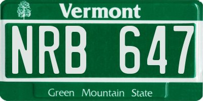 VT license plate NRB647