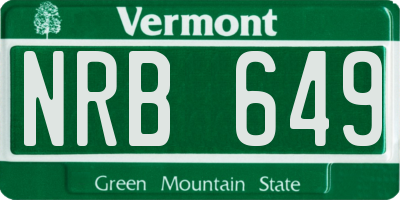 VT license plate NRB649