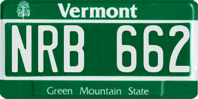 VT license plate NRB662