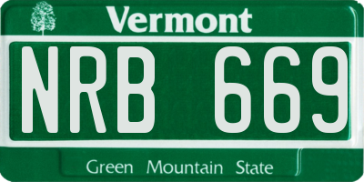 VT license plate NRB669