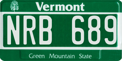 VT license plate NRB689