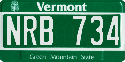 VT license plate NRB734