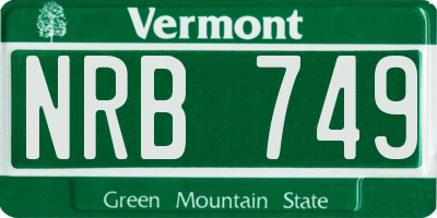VT license plate NRB749