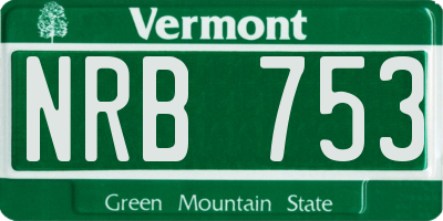 VT license plate NRB753