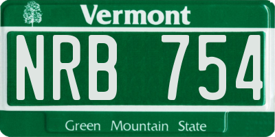 VT license plate NRB754
