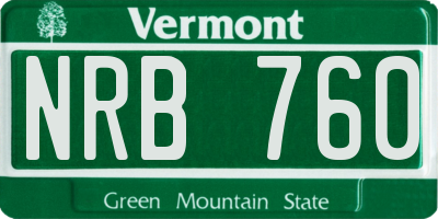 VT license plate NRB760