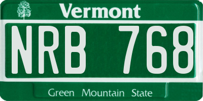 VT license plate NRB768