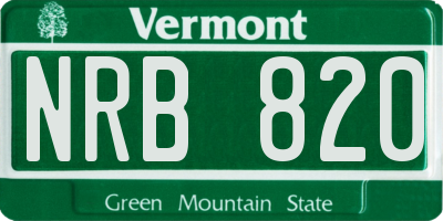 VT license plate NRB820
