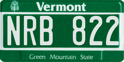 VT license plate NRB822