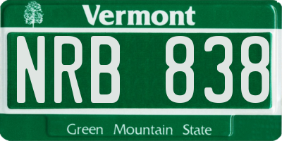 VT license plate NRB838