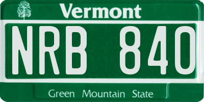 VT license plate NRB840