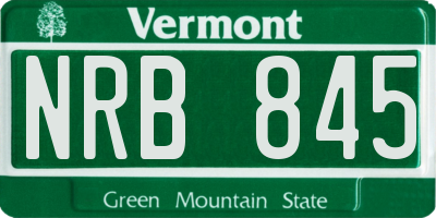 VT license plate NRB845