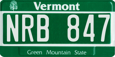 VT license plate NRB847