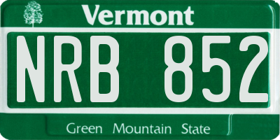 VT license plate NRB852