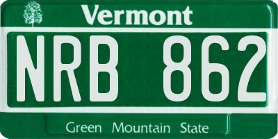 VT license plate NRB862