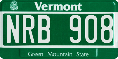 VT license plate NRB908