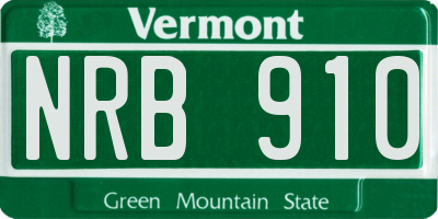 VT license plate NRB910