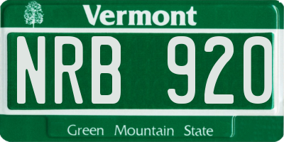 VT license plate NRB920